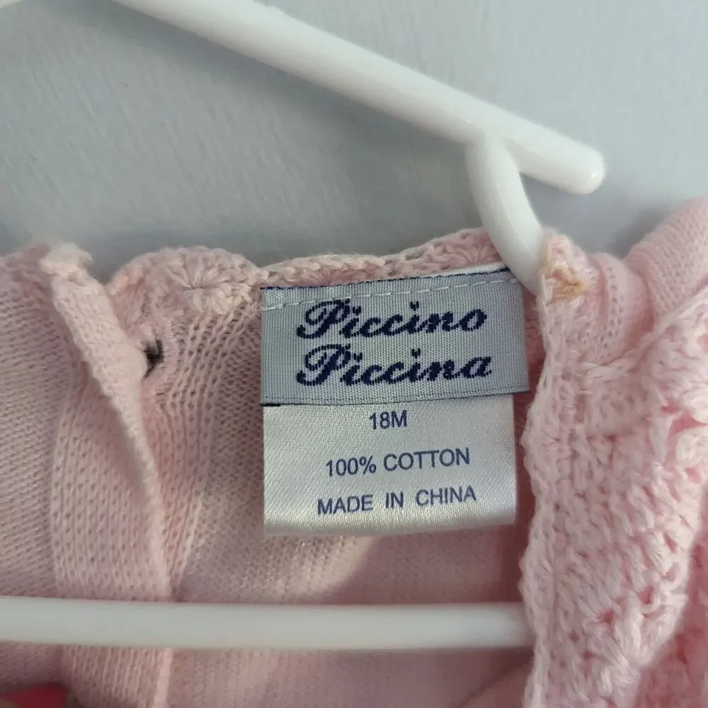 Vintage Girl's Piccino Piccina Light Pink Sweater Romeper 18 Months